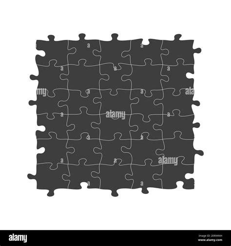 Set Of 30 Puzzle Pieces Jigsaw Puzzle Blank Template Vector