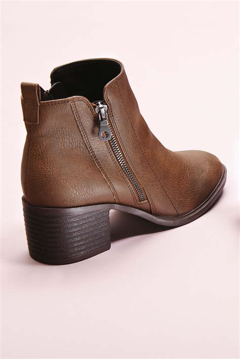 Womens Next Brown Ankle Zip Boots Brown Boots Leather Heeled Boots Brown Boots