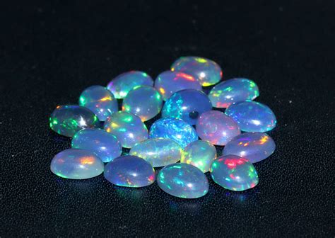 Multi Fire Opal Gemstone Lot Black Ethiopian Opal Cabochon Etsy