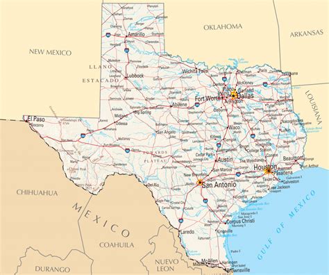 State Map Of Texas Showing Cities Printable Maps