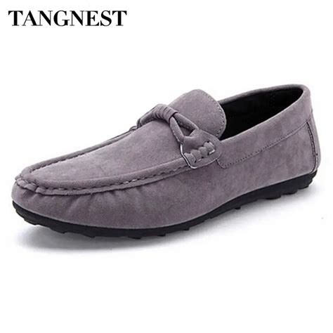 Tangnest Casual Strap Men Flats Soft Flock Leather Men Loafers
