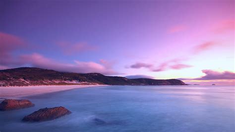 Wallpaper Coast Land Sea Sky Pink Blue Silence Landscape 1920x1080 647136 Hd