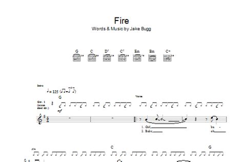 Jake Bugg Fire Sheet Music Pdf Notes Chords Rock Score Guitar Tab