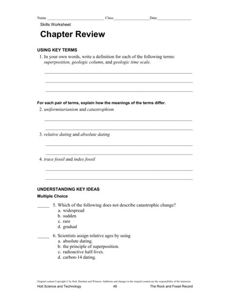 Chapter Review Worksheet