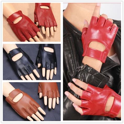 1 Pair Women Autumn Winter Thin Non Slip Half Finger Glove Leather Fingerless Short Gloves Solid