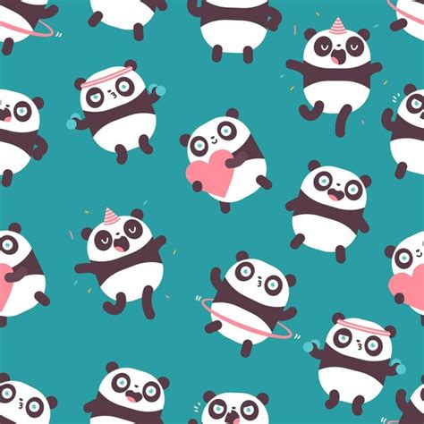 Panda Vector Cartoon Sem Costura De Fundo Padrão Para Papel De Parede