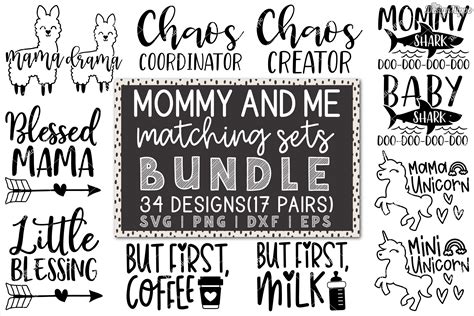 Mommy And Me Svg Bundle Of 34 Designs Dxf Png Cut Files 515883