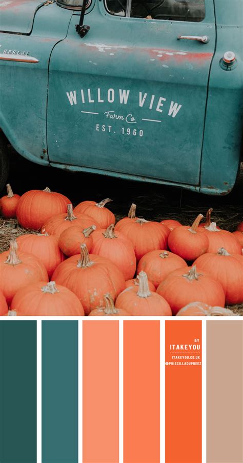 Pumpkin And Teal Color Scheme Color Palette 24 I Take You Wedding