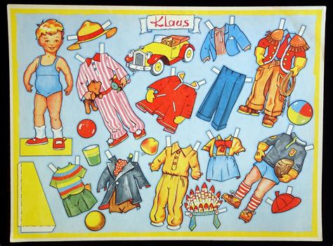 Klaus Large Uncut German Paper Doll Sheet W Costume And Accessories