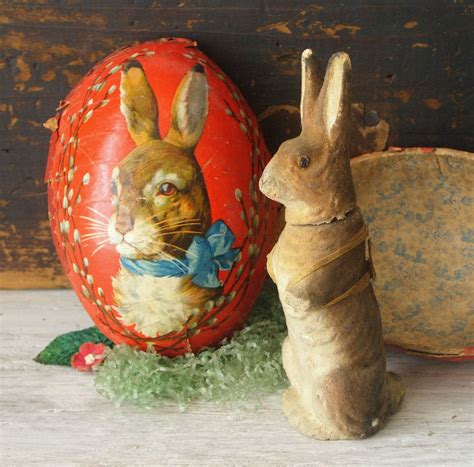 Antique German Paper Mache Easter Rabbit Candy Container And Etsy