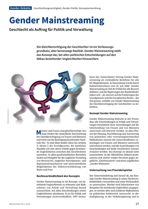Gender Mainstreaming Geschlecht Als Auftrag Für Politik Und