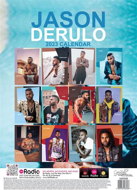 Hollywood Idols Derulo 2023 A3 Rebel Music Wirobound Wall Calendar The
