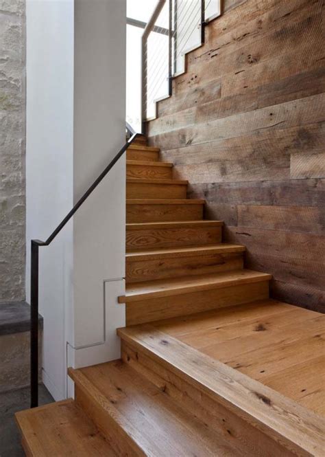 A Wood Staircase With Metal Railing Is The Way To Go For Something