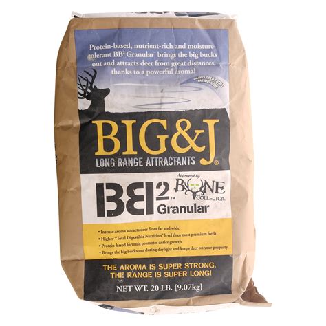 With big & j's bb2 nutritional deer supplement and attractant, you can ensure proper herd health, while yielding bigger, stronger bucks during the hunting season. Big & J BB2 Long Range Attractant, 20 lb. - Walmart.com ...