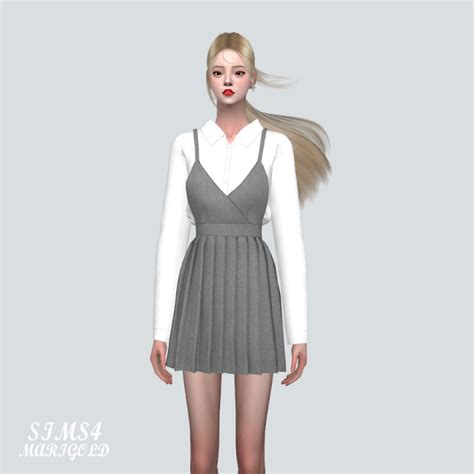 Pleats Mini Dress With Shirts At Marigold Sims 4 Updates