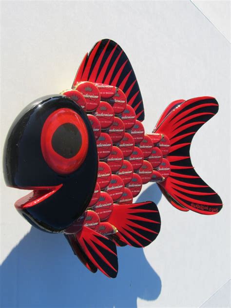Goldfish Metal Bottle Cap Fish Wall Art Made With Budweiser Etsy