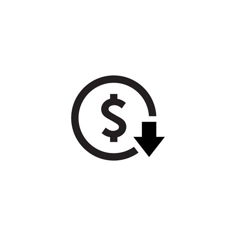 Cost Reduction Icon Vector In Line Style Reduce Costs Sign Symbol