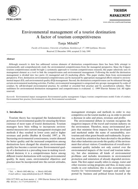 environmental management   tourist destination