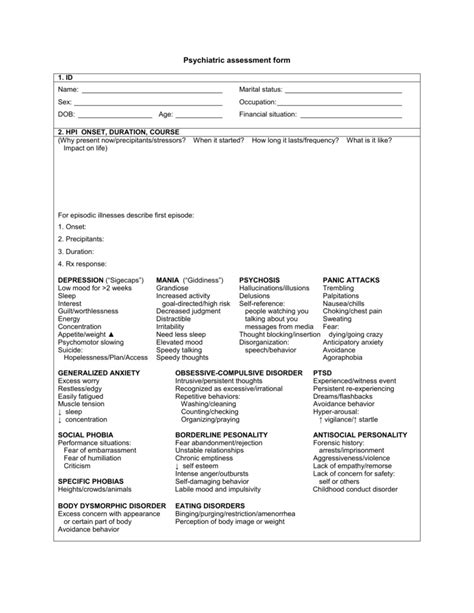 Psychiatric Notes Template