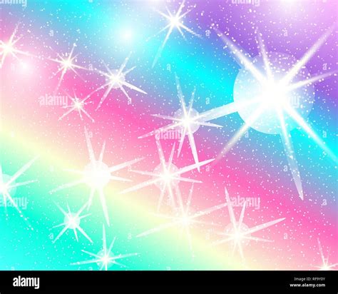 Unicorn Rainbow Background Holographic Sky In Pastel Color Bright