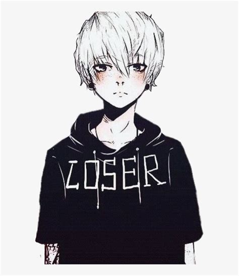 Download Animeboy Anime Boy Piercing Black Loser Whitehair