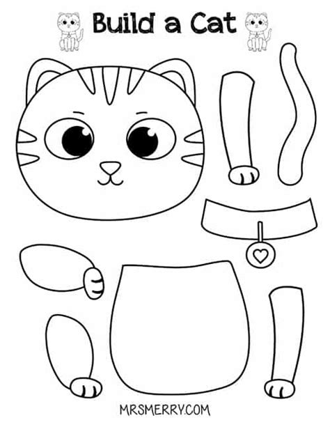 Free Printable Build A Cat Craft For Kids Mrs Merry