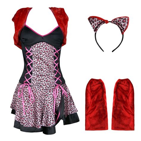 sexy pink and black leopard set costume n1656