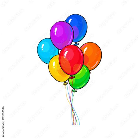 Bunch Of Several Bright And Colorful Balloons Cartoon Vector