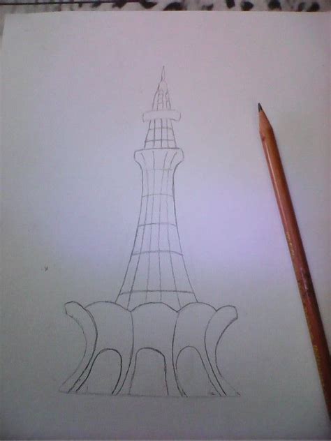 Sketching Of Minar E Pakistan 23 March Is The Day Of Resolution