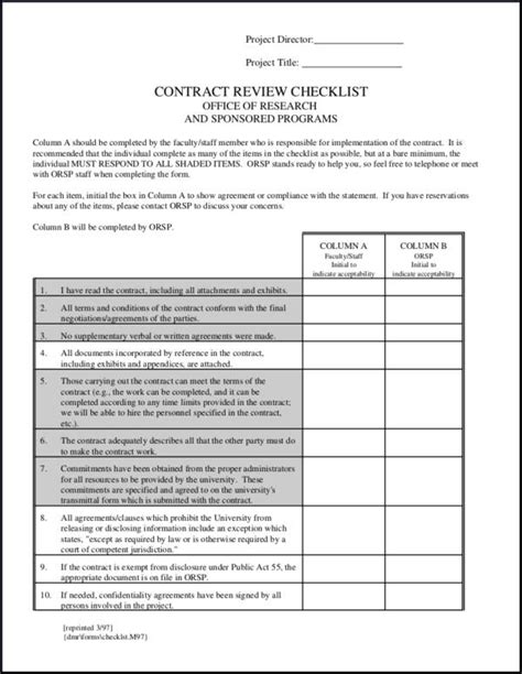 Free 20 Contract Checklist Samples And Templates In Pdf Ms Word Excel