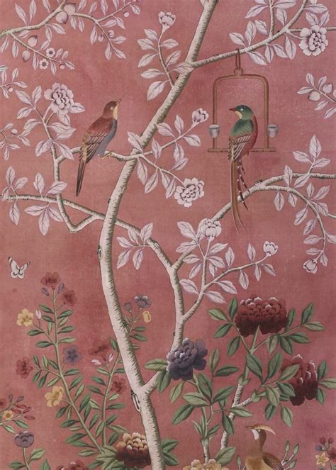 Pink Chinoiserie Wallpaper 👄 Handmade Wallpaper Chinoiserie