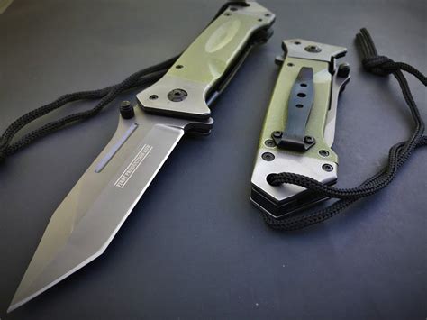 85 Military Combat Green Tanto Tactical Folding Rescue Pocket Knife