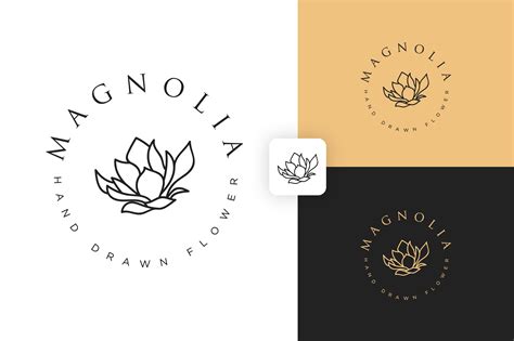Botanical Magnolia Flower Logo Template Gráfico Por Dzyneestudio