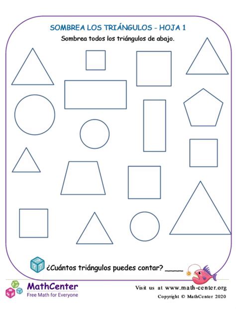 Colorea los triangulos Hojas de trabajo Actividades de geometría Matematicas primero de primaria
