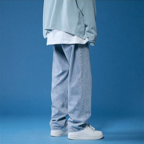 New Baggy Mens Jeanskorean Style Denim Trousers Pas13 Etsy