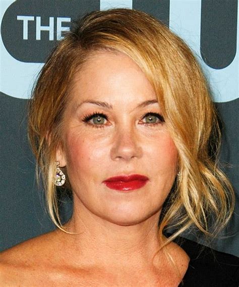 Christina Applegate Medium Straight Blonde Updo Hairstyle With Side