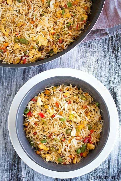 Egg Fried Rice Indian Style Video Nish Kitchen