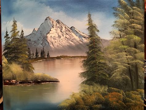 Mountain Scene With Lake Oil Painting 16x20 3 26 2018 Mountain