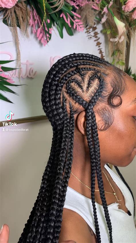 Small Straight Back Braids Cornrows To The Back Heart Braid Long
