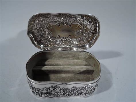 Antique Gorham Sterling Silver Jewelry Box With Floral Repousse For