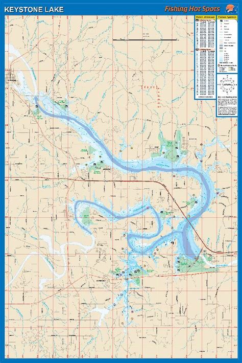 Keystone Lake Oklahoma Waterproof Map Fishing Hot Spots Lakes