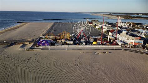 Aerial View Of Ocean City Maryland Beach And Boardwalk Stock Photo