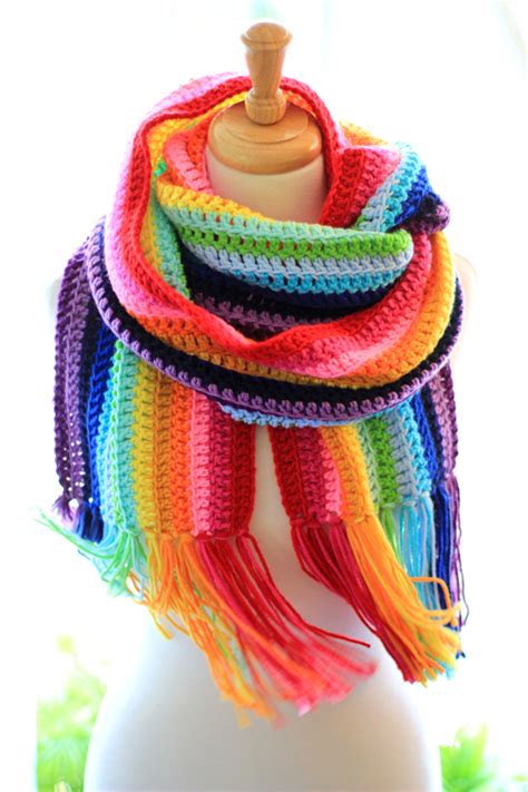 Mademoiselle Mermaid New Colorful Crochet Rainbow Scarf