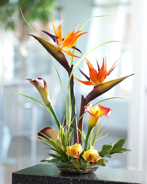 See more ideas about silk floral send flowers from a real los angeles, ca local florist. Bird of Paradise & Calla Lily Silk Flower Centerpiece ...
