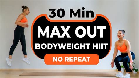 Minute Max Out Fat Burning No Equipment Hiit Workout Fullbody Body Weight Cardio No