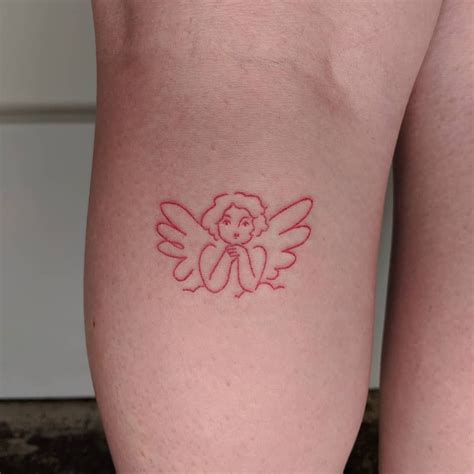 handpoked tattoos on instagram “lil red cherub for briana cherubtattoo