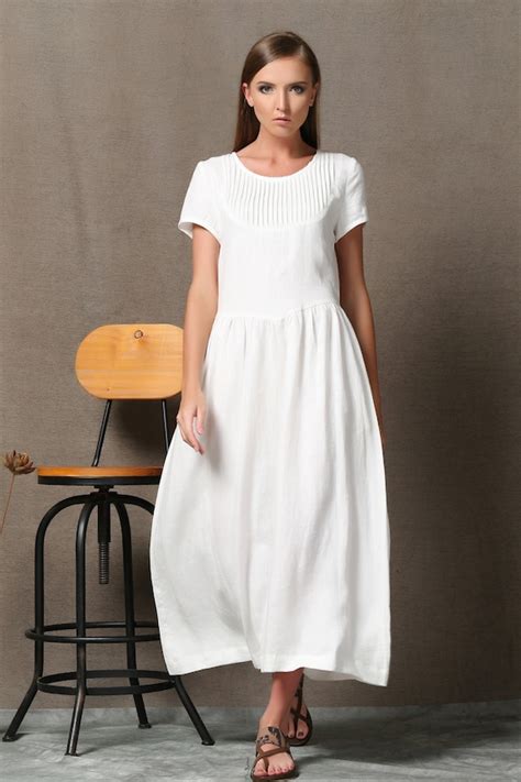 Plus Size Dress Linen Dress Maxi Linen White Dress Woman Etsy