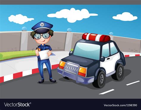 A Policeman Along Road Royalty Free Vector Image