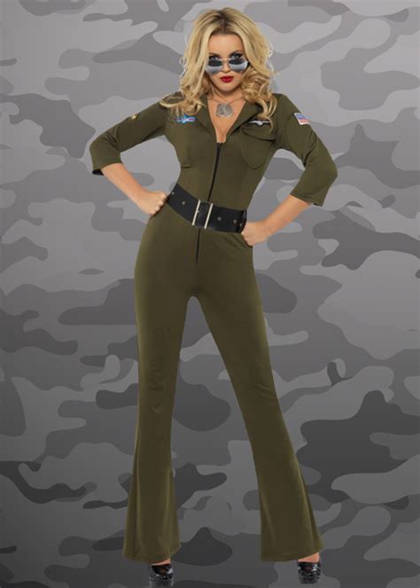 Ladies Sexy Top Gun Jumpsuit Costume