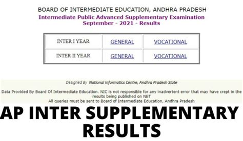 Ap Inter Supplementary Results 2022 1st 2nd Year Supply